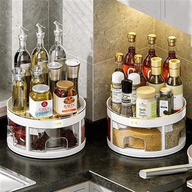 Caixa d'emmagatzematge de condiments giratòria dividida